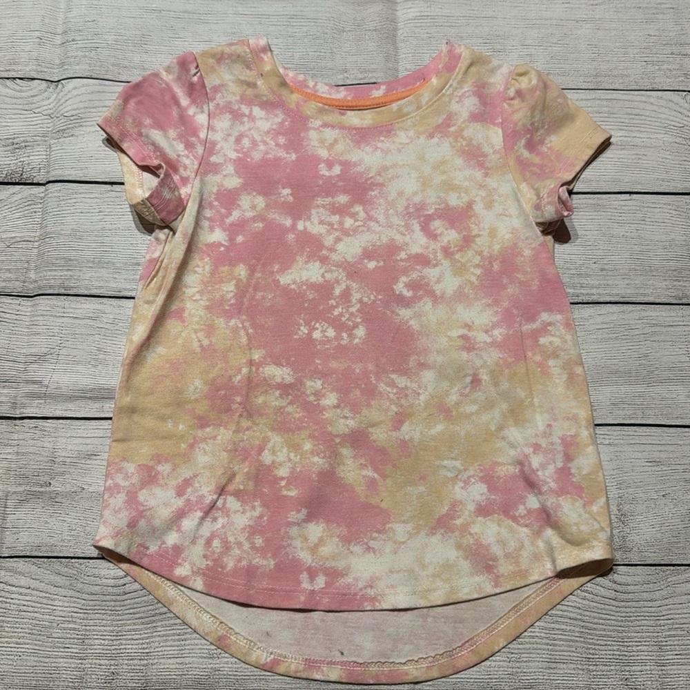 Cat & Jack Pink & Yellow Tie Dye Short Sleeve Shirt size 5T
